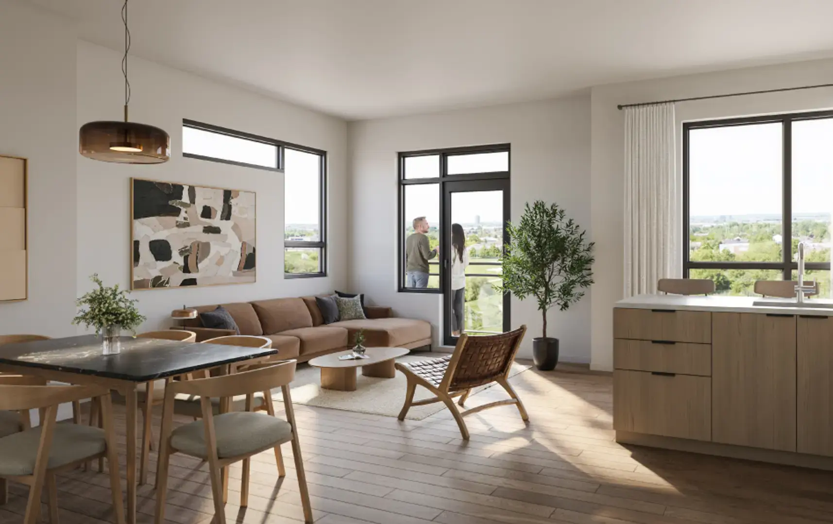 Spruce Trails townhome interior living space with modern finishes