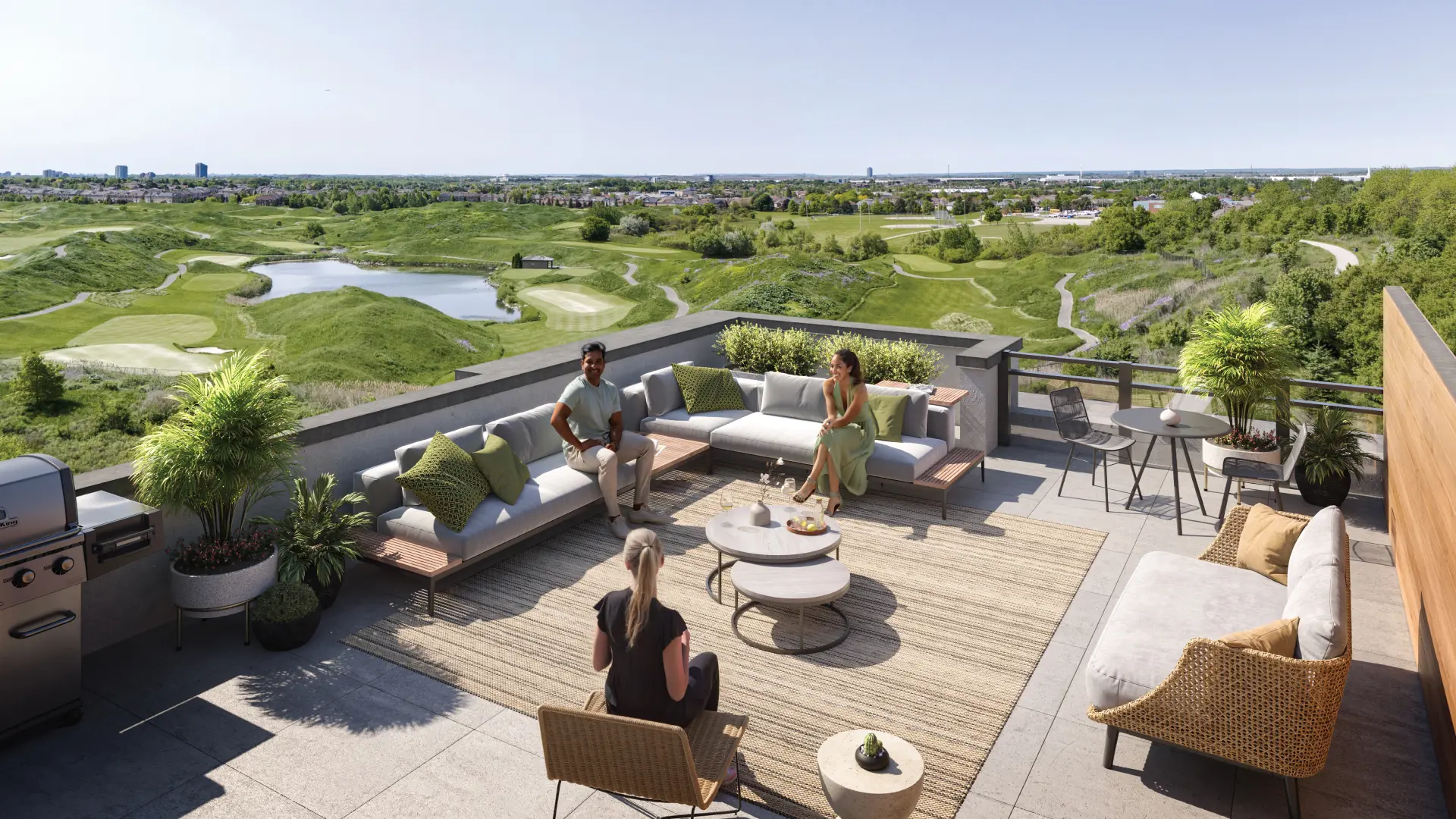 Spruce Trails outdoor patio and landscaped grounds